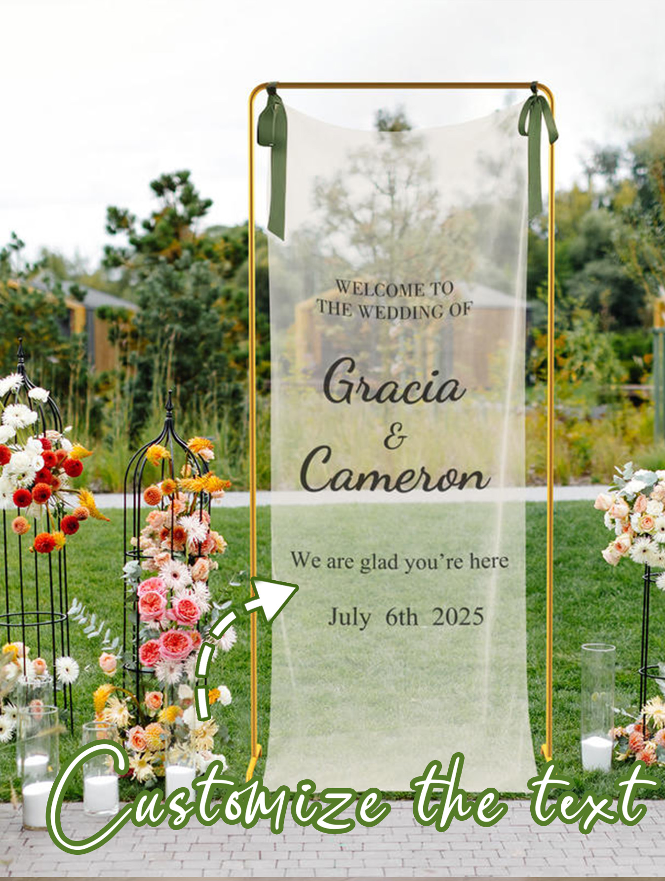 Custom Wedding Transparent Mesh Sign