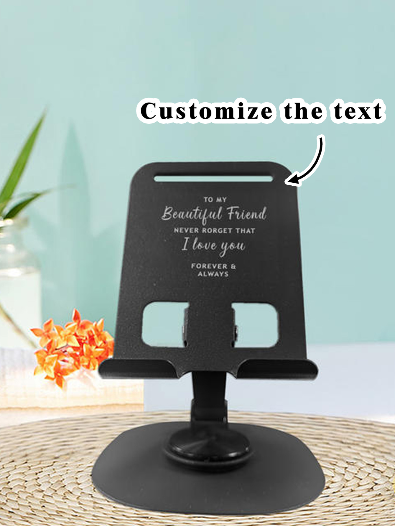 Custom Text Metal Phone Holder