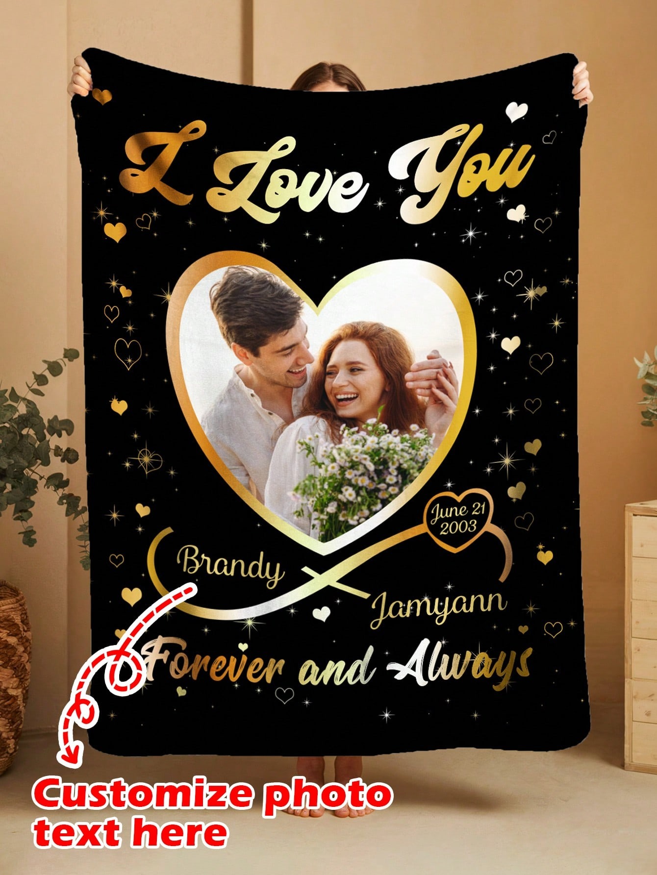 Personalized Flannel Blanket Gift for Couples