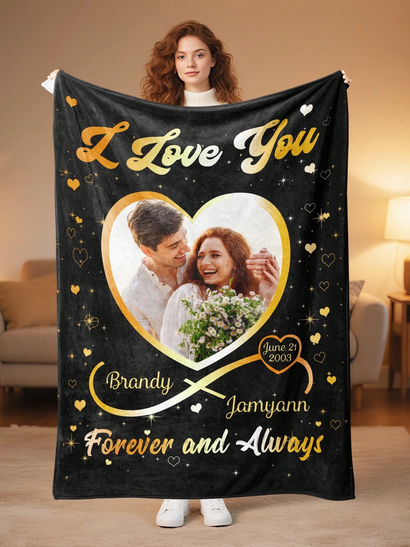 Personalized Flannel Blanket Gift for Couples