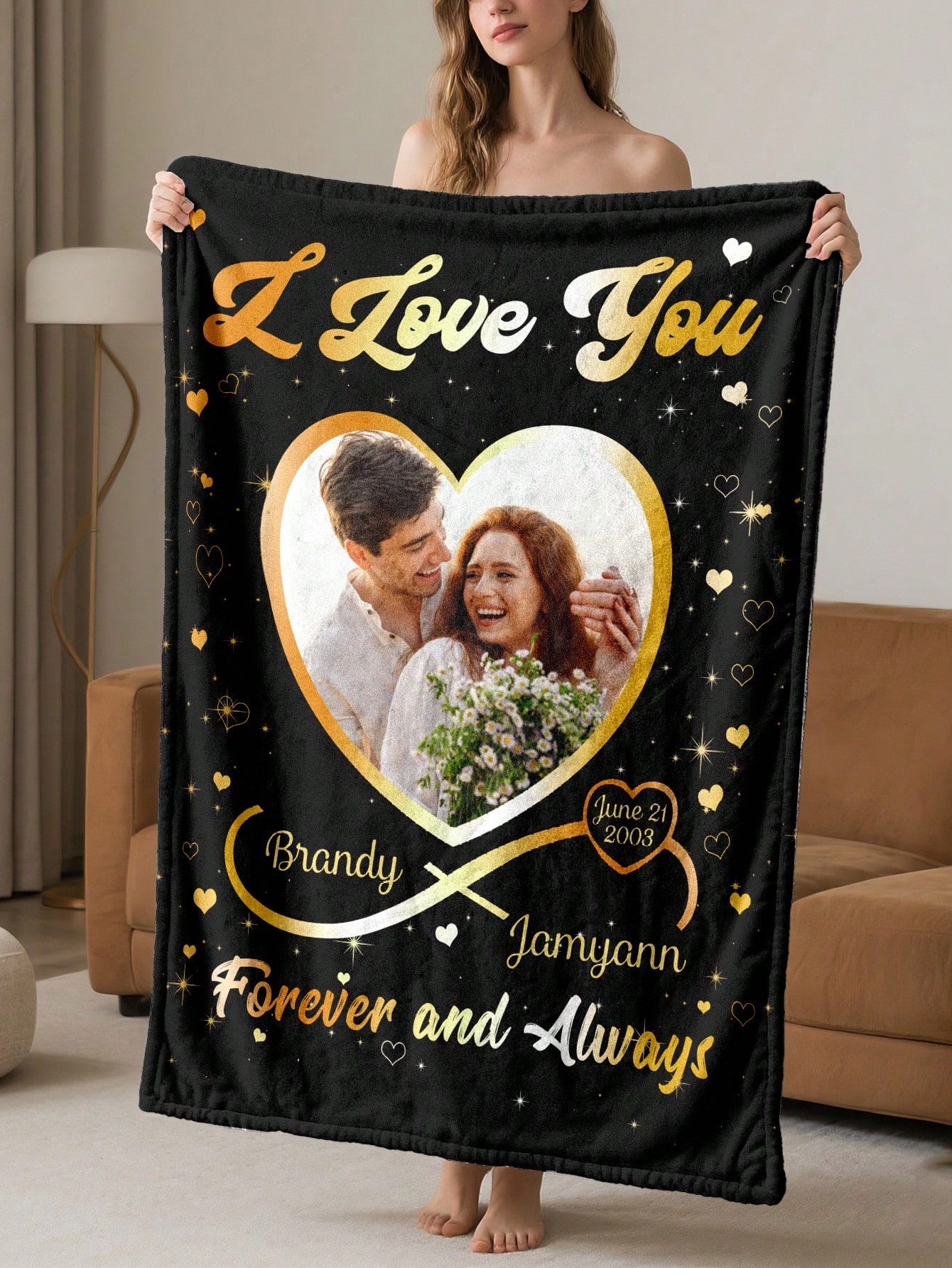 Personalized Flannel Blanket Gift for Couples