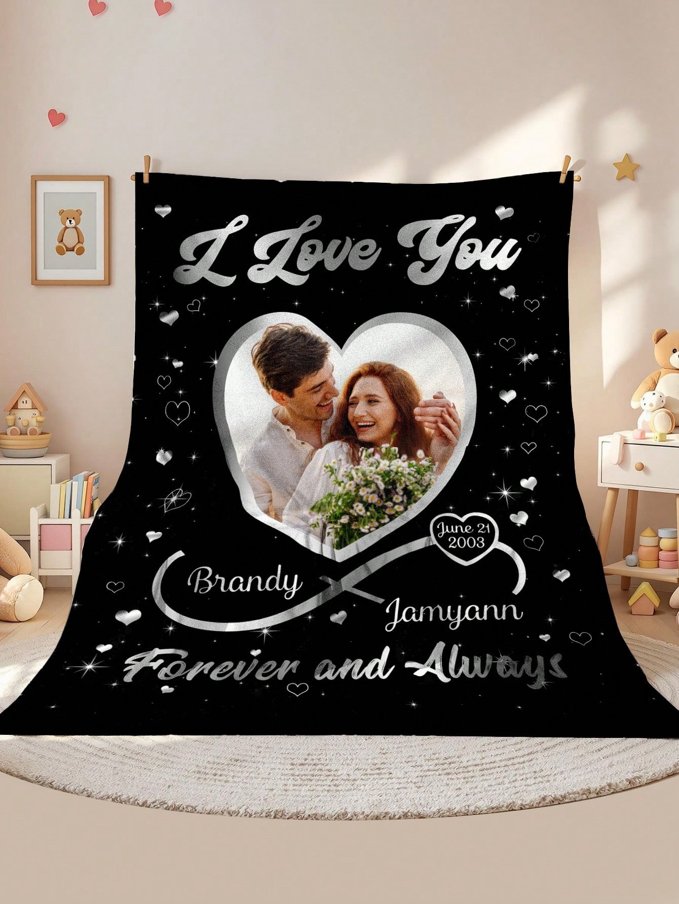 Personalized Flannel Blanket Gift for Couples