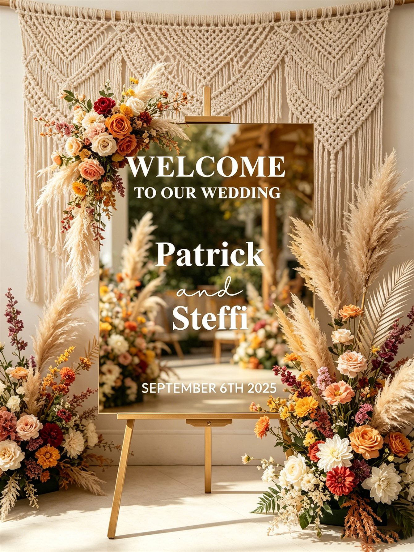 Mirror acrylic welcome signs, golden mirror wedding direction signs, custom wedding direction signs, ceremony welcome signs