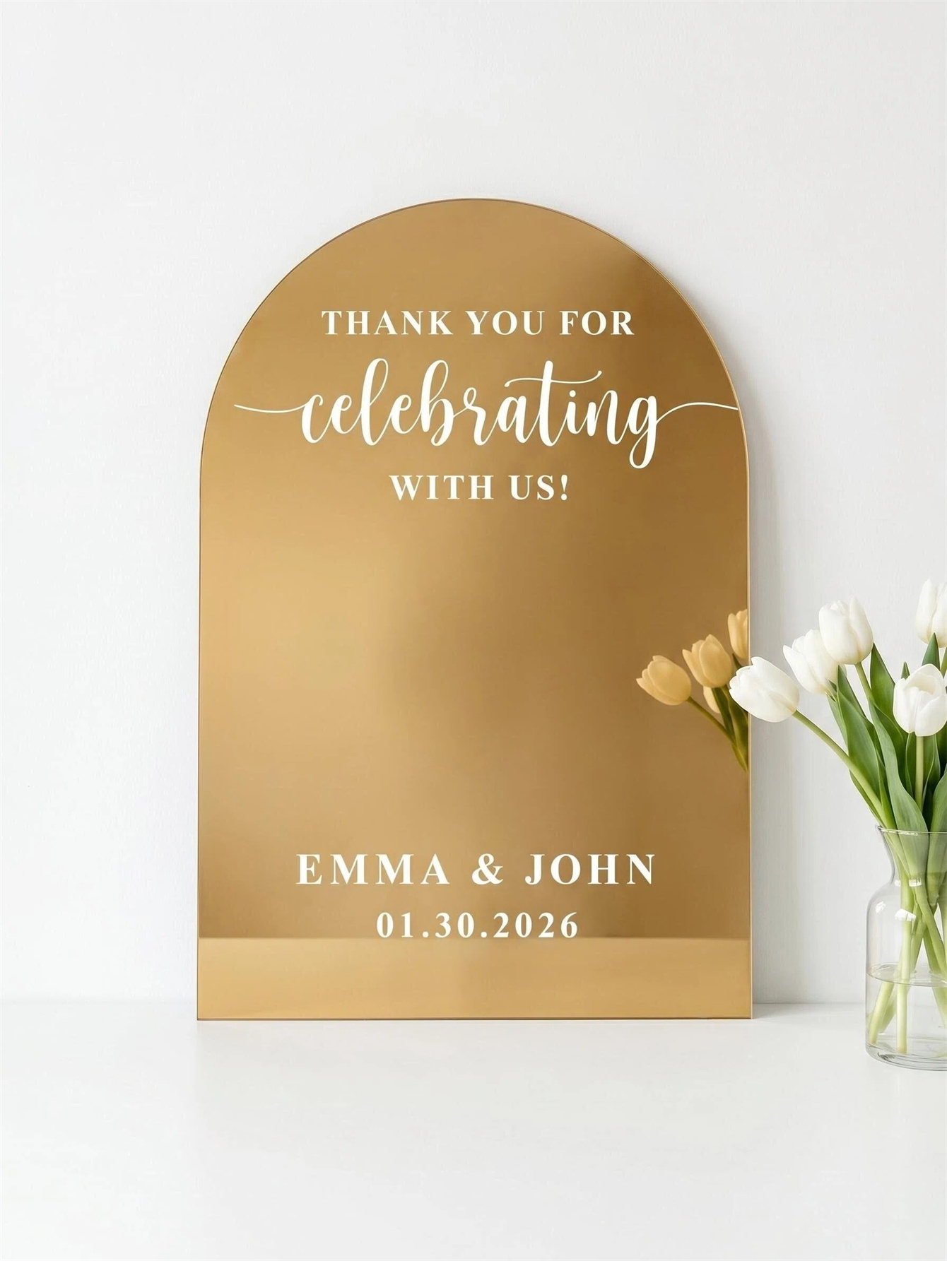 Mirror acrylic welcome signs, golden mirror wedding direction signs, custom wedding direction signs, ceremony welcome signs