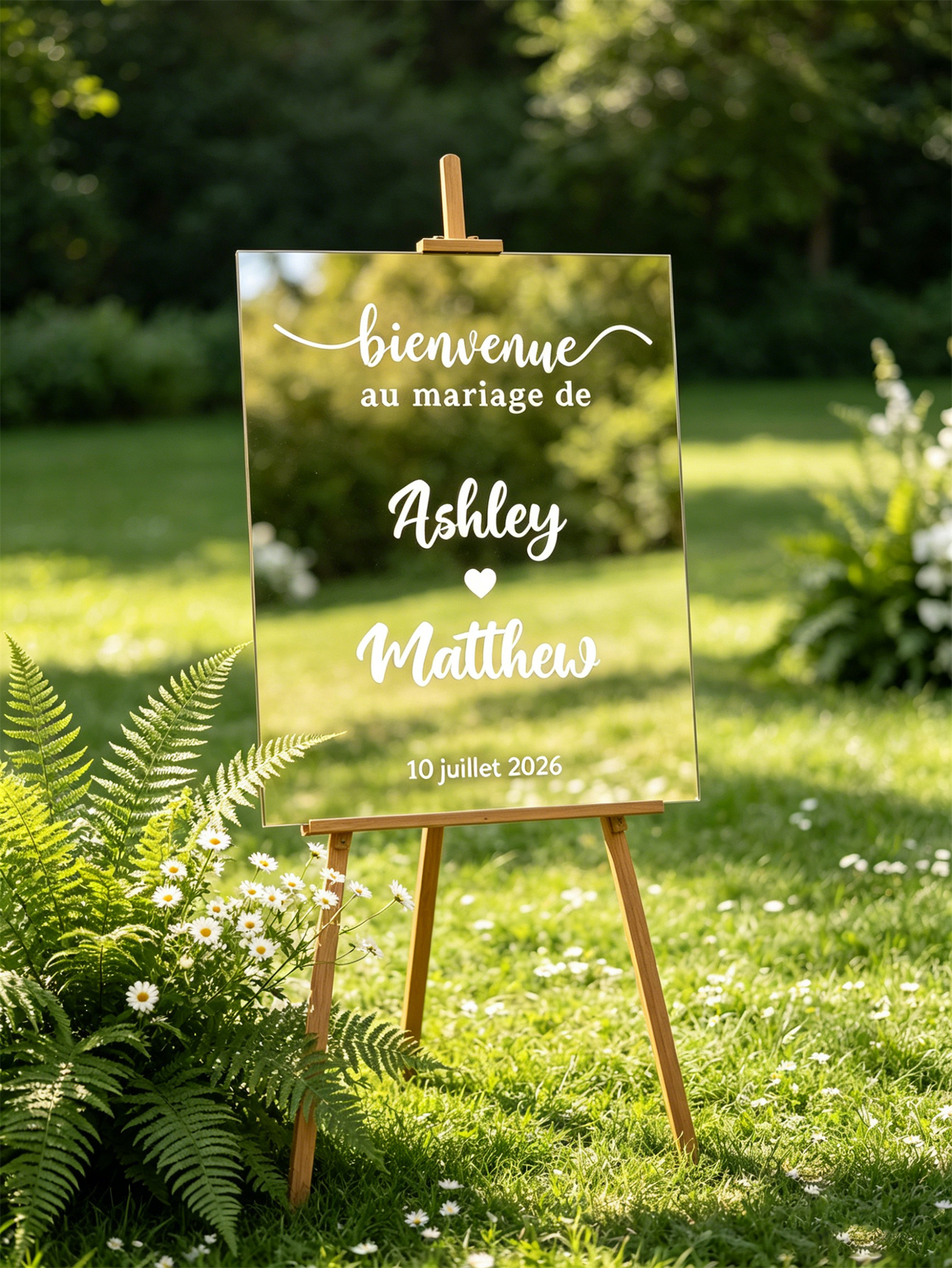 Mirror acrylic welcome signs, golden mirror wedding direction signs, custom wedding direction signs, ceremony welcome signs