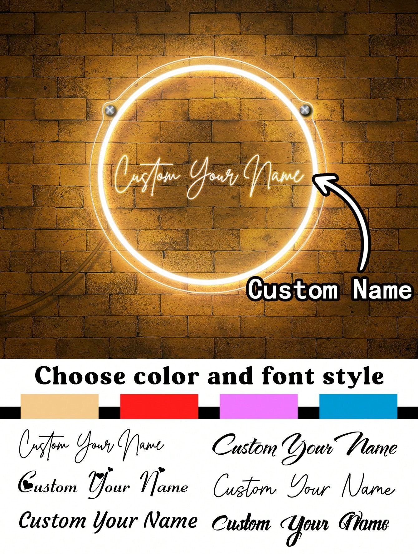 Custom Neon Circle Name Light