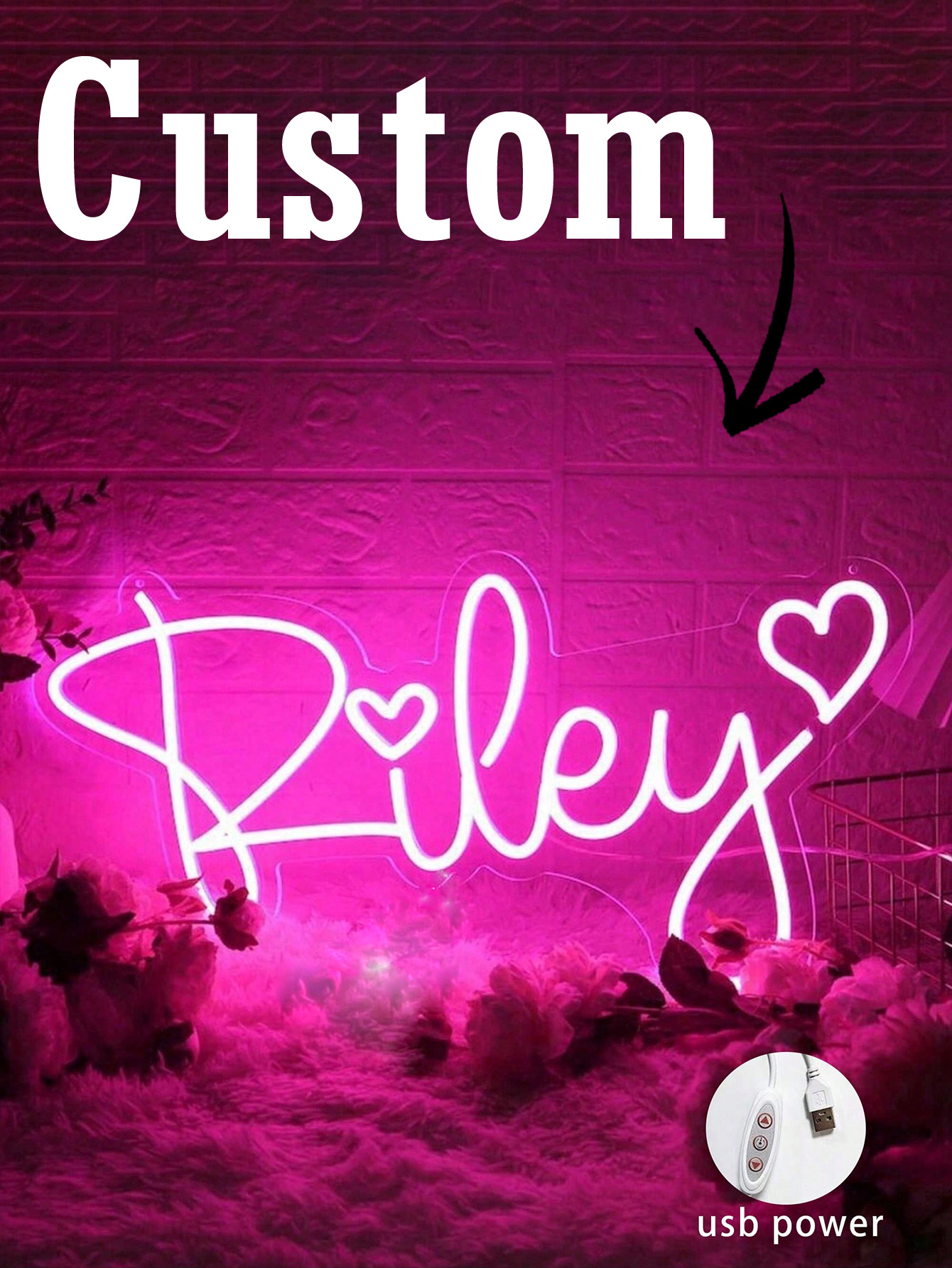 Custom Name Sign Room Decor Neon Pink
