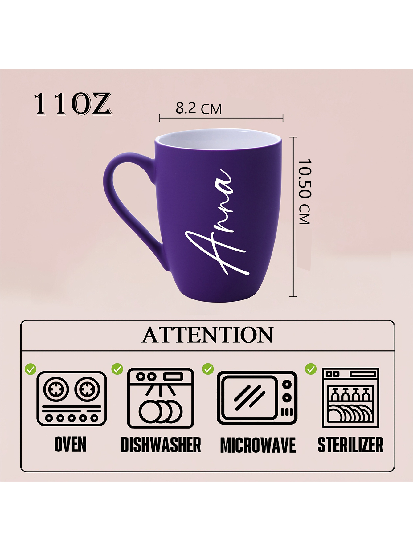 One custom drum-shaped coffee mug with a personalized name, 11 oz/320 ml ceramic coffee mug/water glass, suitable for summer and winter drinks, birthday gift, holiday gift, family gift, Mother's Day gift, unique Valentine's Day gift.